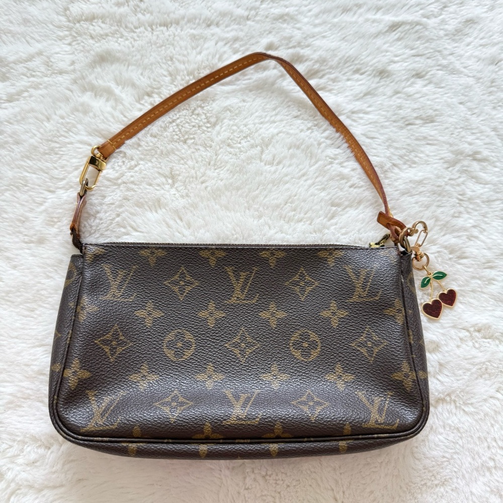 Louis Vuitton Brown Monogram Canvas Pochette with Cherry Charm